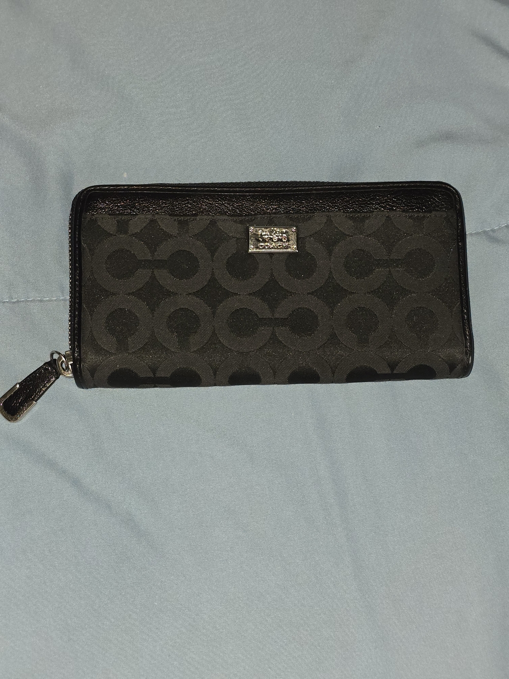 Coach Black Signature Zip Wallet